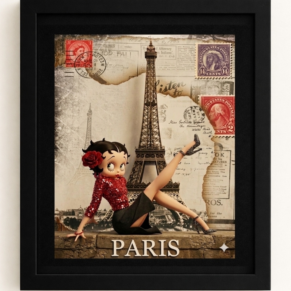Betty Boop A.I. Art Print in Glass Front Frame 8x10